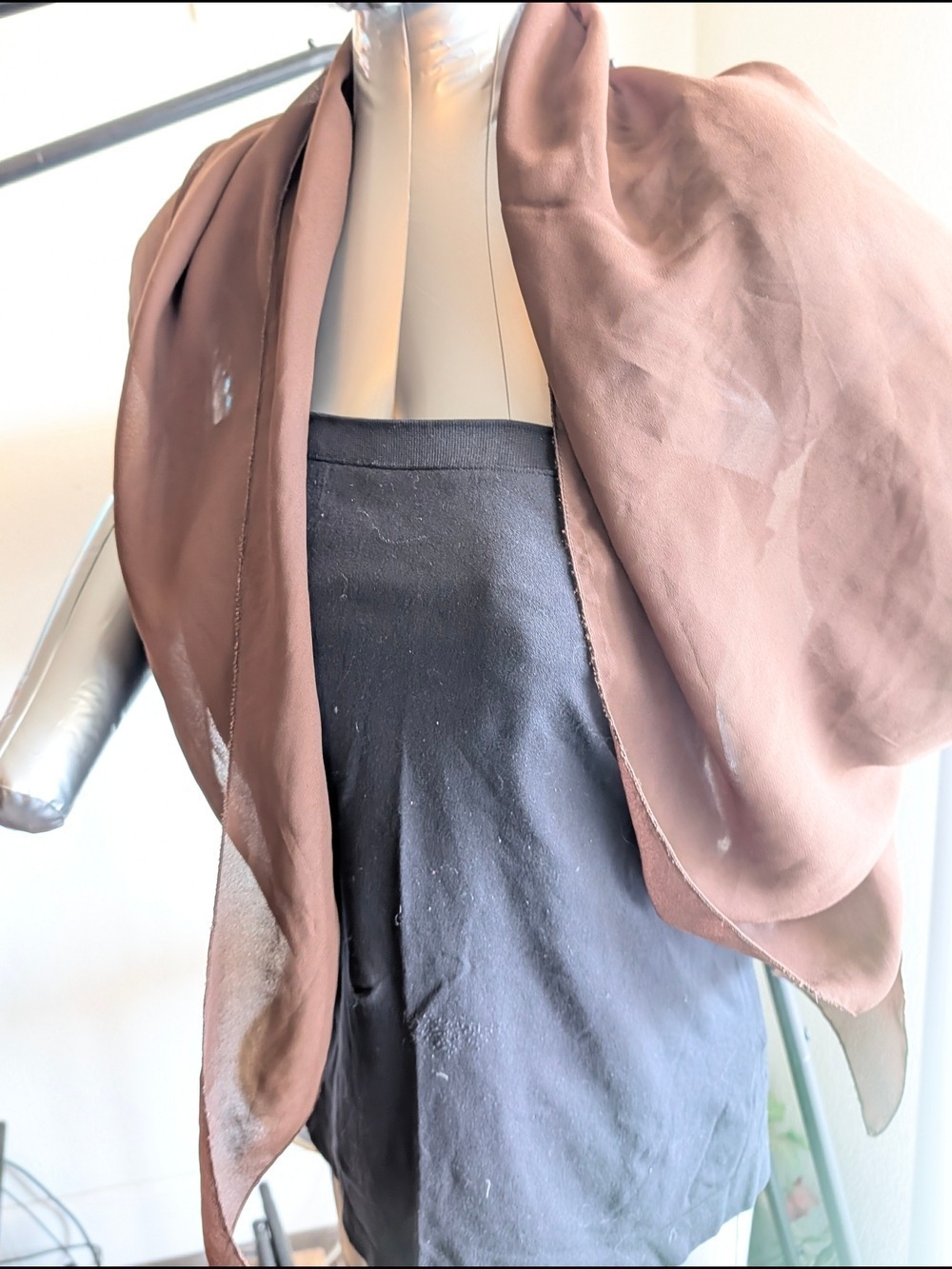 Scarf Sale ❤️7for $35: Brown Sheer Wrap Midi Skirt - Picture 6 of 7